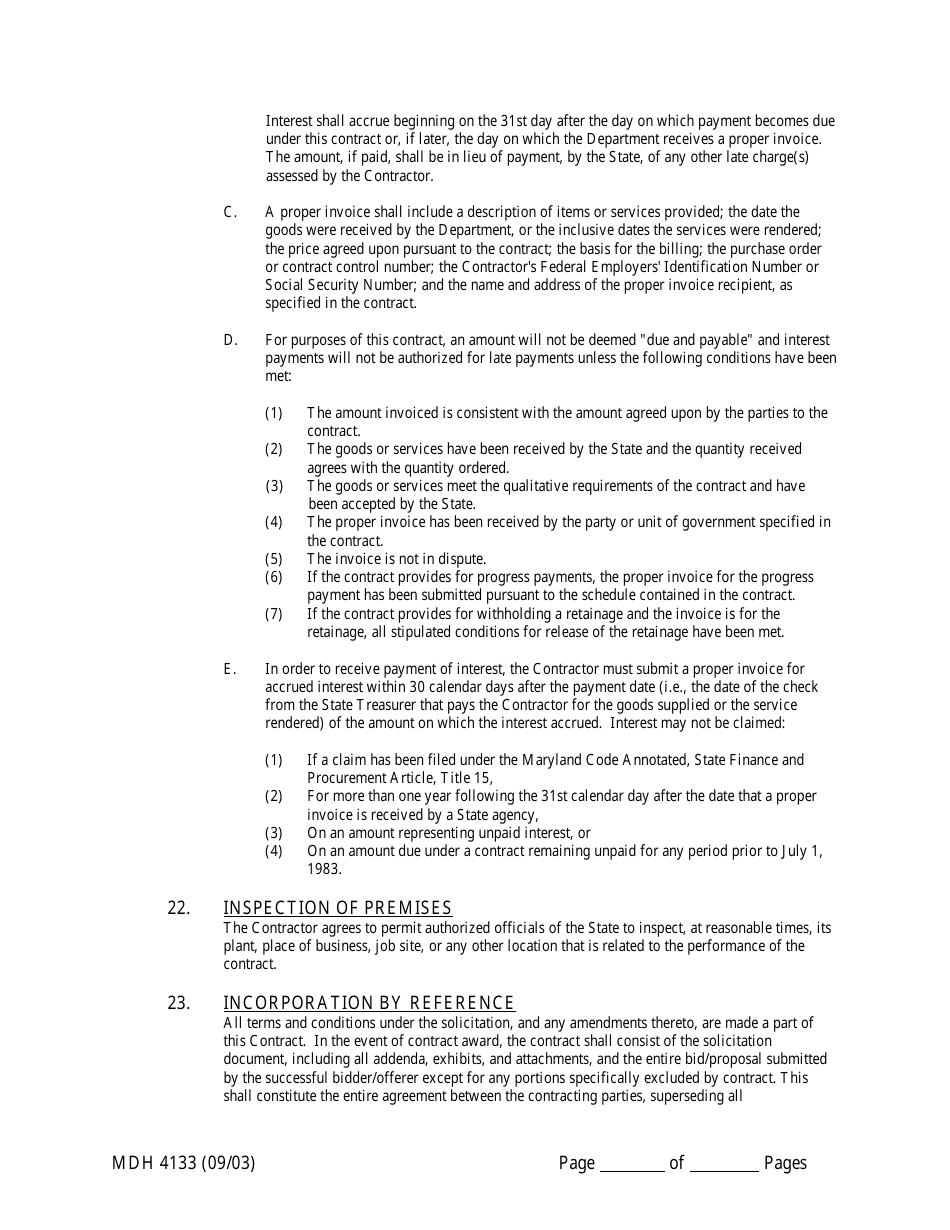 Form MDH4133 Human Service Funding Agreement - Maryland, Page 14
