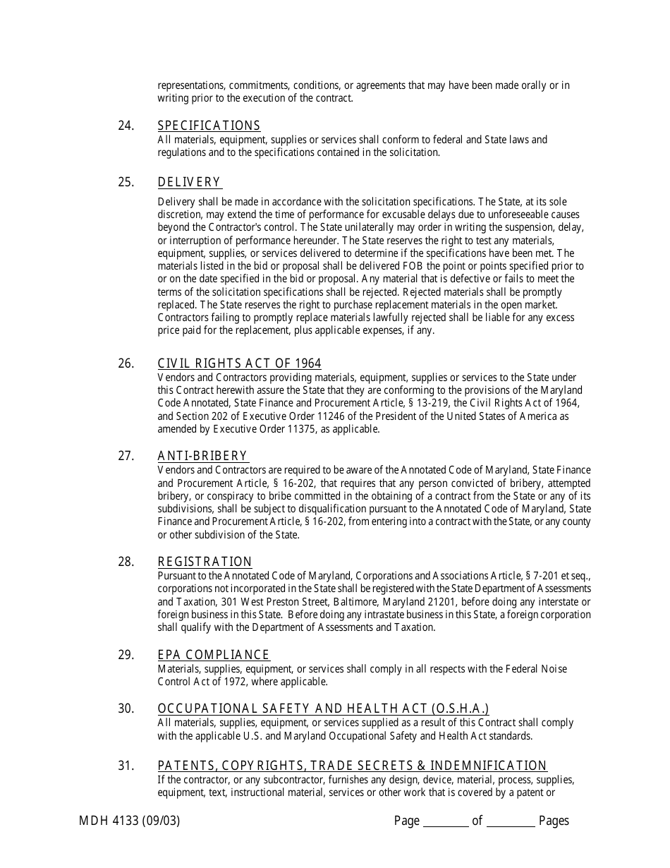 Form MDH4133 Human Service Funding Agreement - Maryland, Page 15