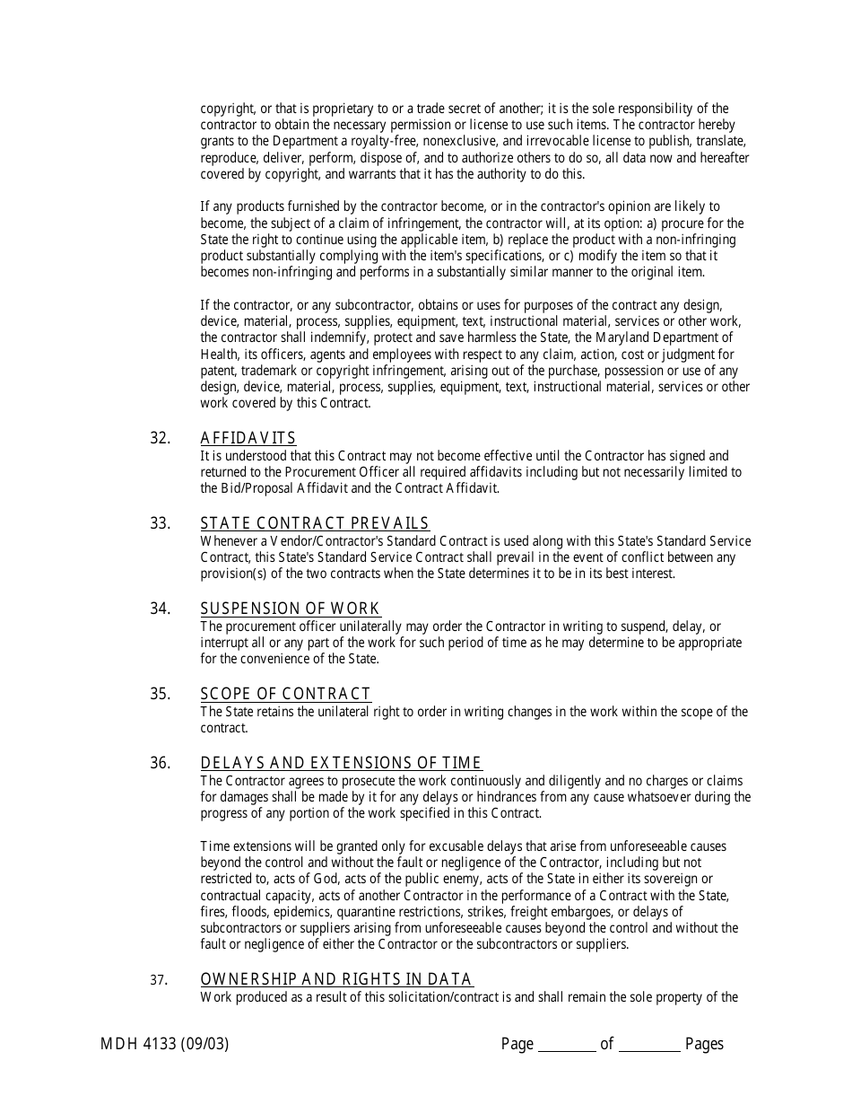 Form MDH4133 Human Service Funding Agreement - Maryland, Page 16