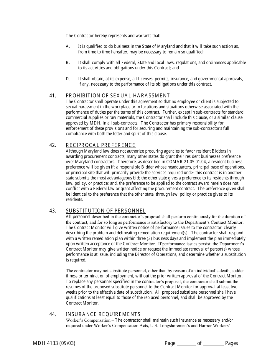 Form MDH4133 Human Service Funding Agreement - Maryland, Page 18