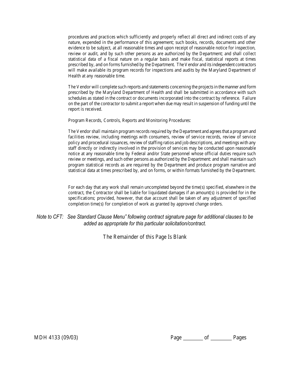 Form MDH4133 Human Service Funding Agreement - Maryland, Page 20