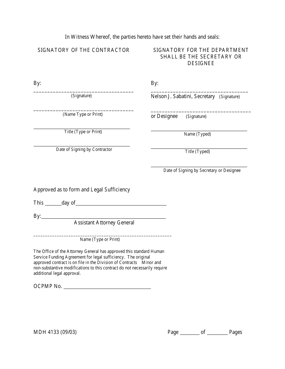 Form MDH4133 Human Service Funding Agreement - Maryland, Page 21