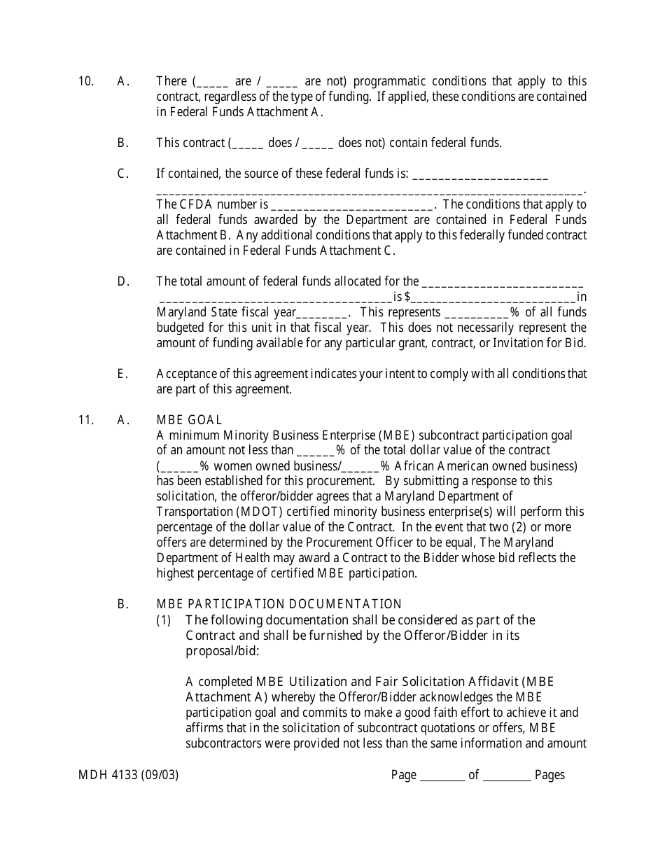 Form MDH4133 Human Service Funding Agreement - Maryland, Page 3