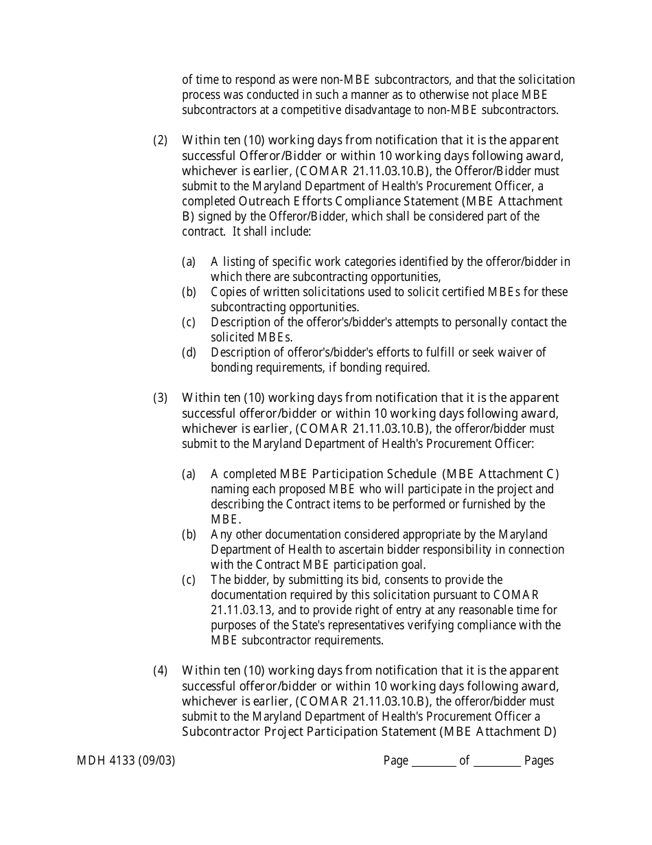 Form MDH4133 Human Service Funding Agreement - Maryland, Page 4
