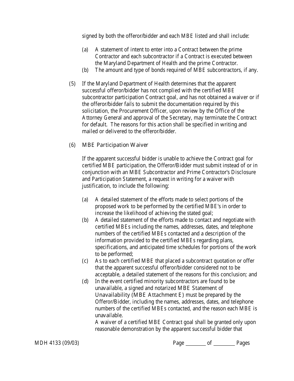 Form MDH4133 Human Service Funding Agreement - Maryland, Page 5