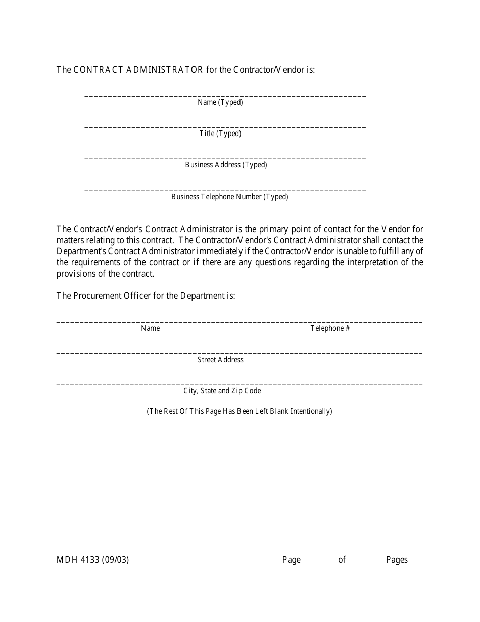 Form MDH4133 Human Service Funding Agreement - Maryland, Page 8