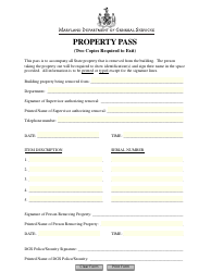 Document preview: Property Pass - Maryland