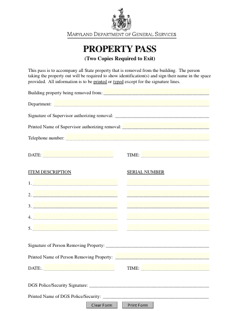 Property Pass - Maryland Download Pdf