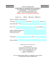 &quot;Agency Contact Information Form&quot; - Maryland