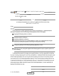 Form CC-DC-095 &quot;Acknowledgment of Scope of Limited Representation&quot; - Maryland
