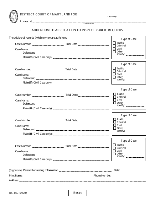 Form DC34A  Printable Pdf