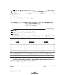 Document preview: Form CC-GN-010 Affidavit of Attempts to Contact, Locate, and Identify Interested Persons - Maryland