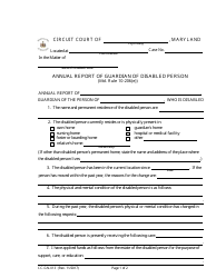 Form CC-GN-013 Annual Report of Guardian of Disabled Person - Maryland
