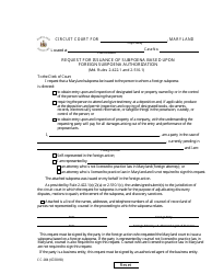 Document preview: Form CC-084 Request for Issuance of Subpoena Based Upon Foreign Subpoena Authorization - Maryland