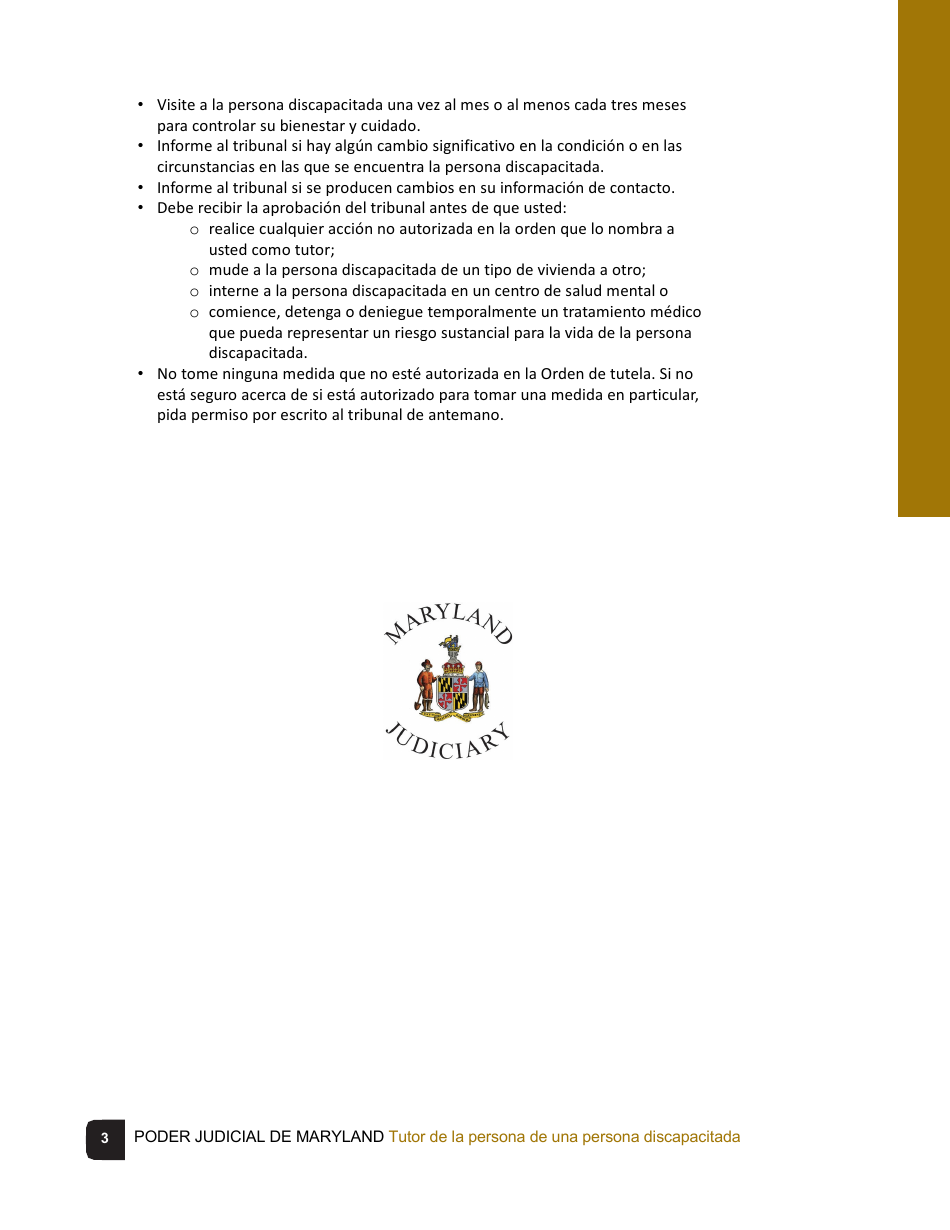 Tutor De La Persona De Una Persona Discapacitada - Lista De Verificacion - Maryland (Spanish), Page 3