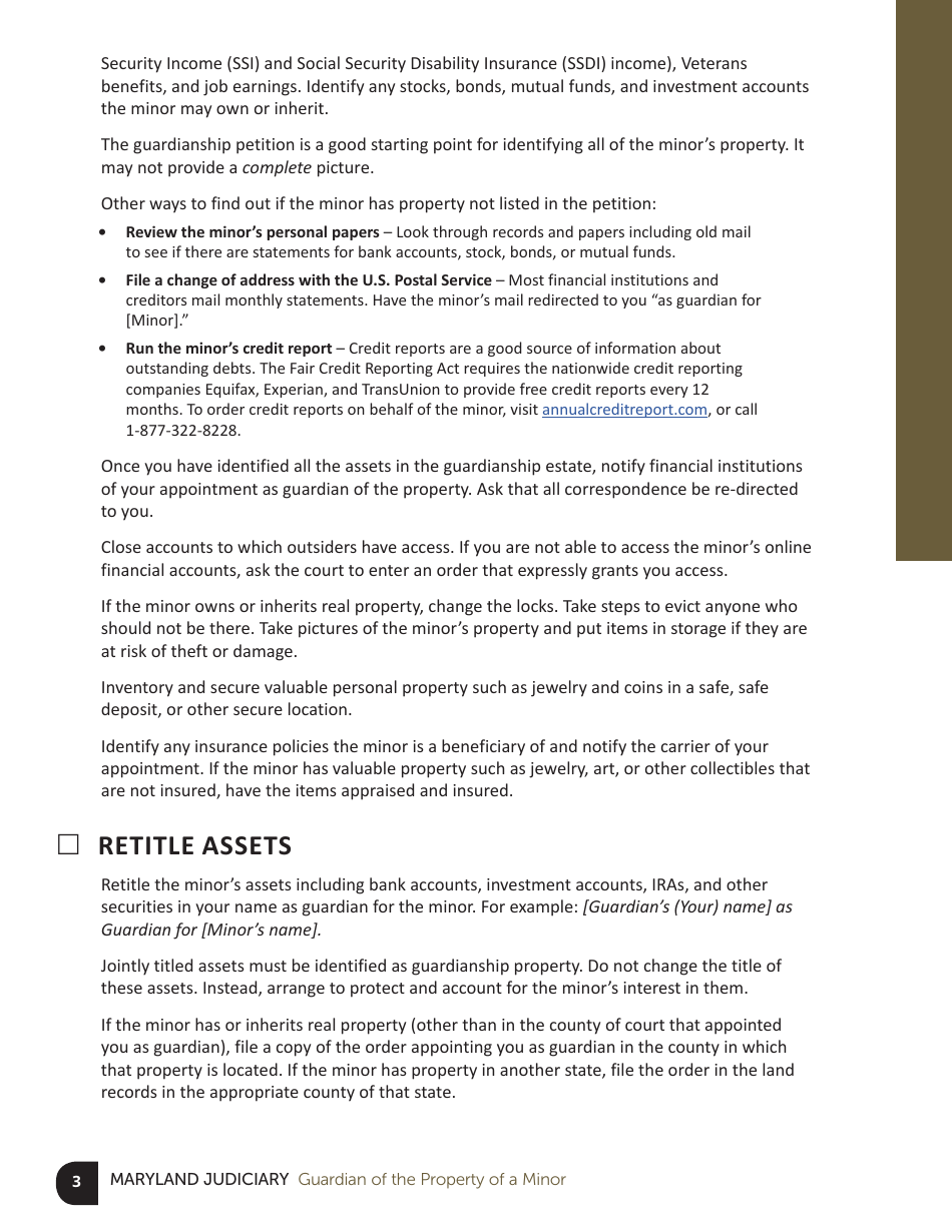Guardian of the Property of a Minor Checklist - Maryland, Page 3