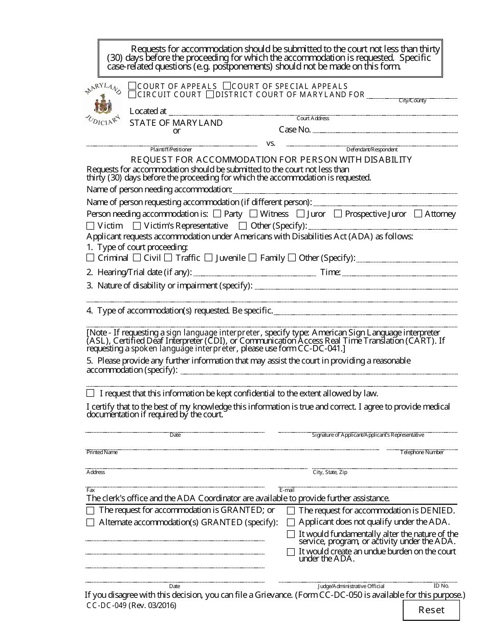 Form CC-DC-049 - Fill Out, Sign Online and Download Fillable PDF ...