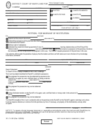 Document preview: Form DC-CV-081 Petition - for Warrant of Restitution - Maryland