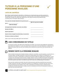 Document preview: Guardian of the Person of a Disabled Person Checklist - Maryland (French)