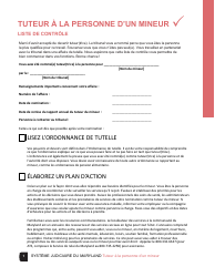Document preview: Guardian of the Person of a Minor Checklist - Maryland (French)