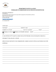 Document preview: Interpretation Services Feedback Form - Maryland (French)