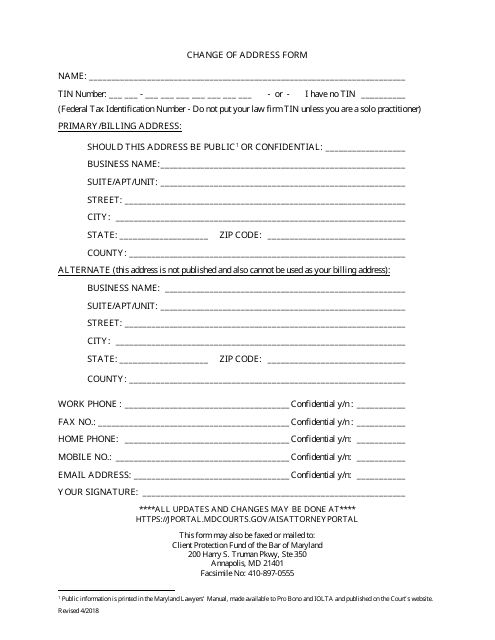 Maryland Change of Address Form Fill Out Sign Online and Download