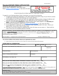Document preview: Notary Public Application Form - Maryland