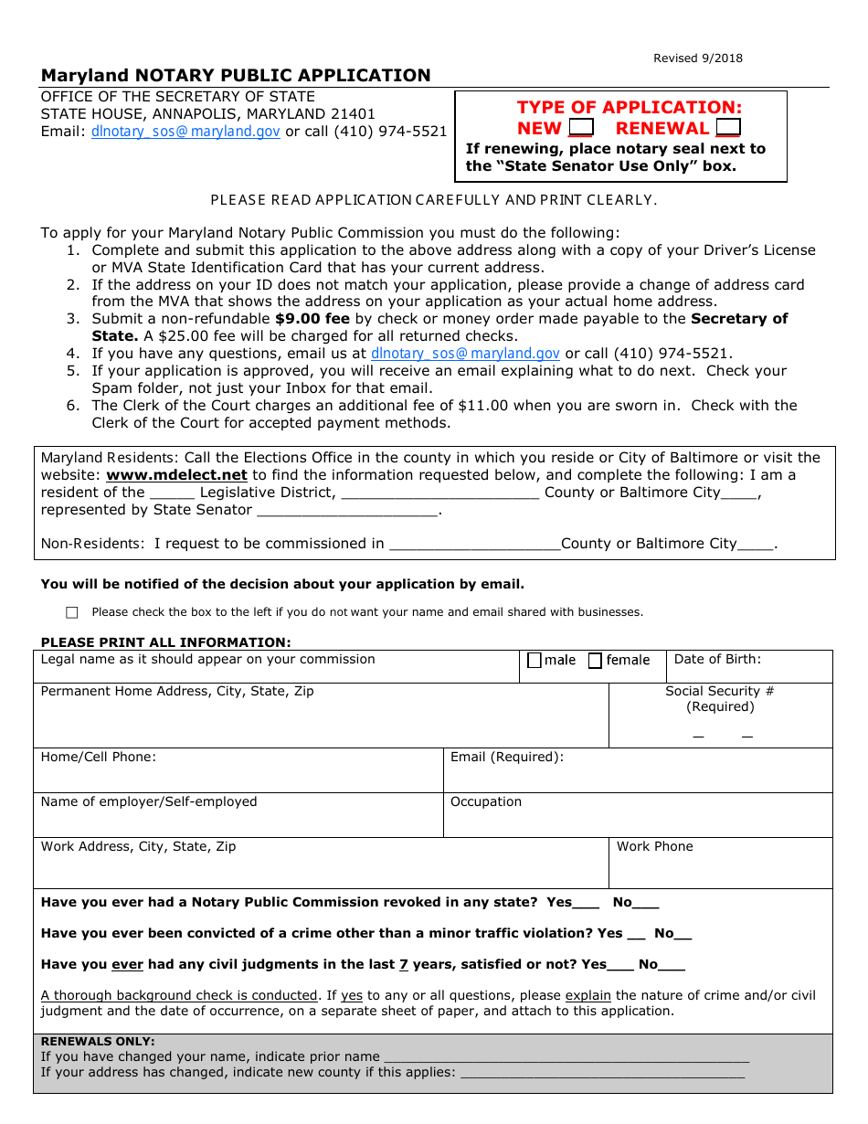 Maryland Notary Public Application Form - Fill Out, Sign Online and ...