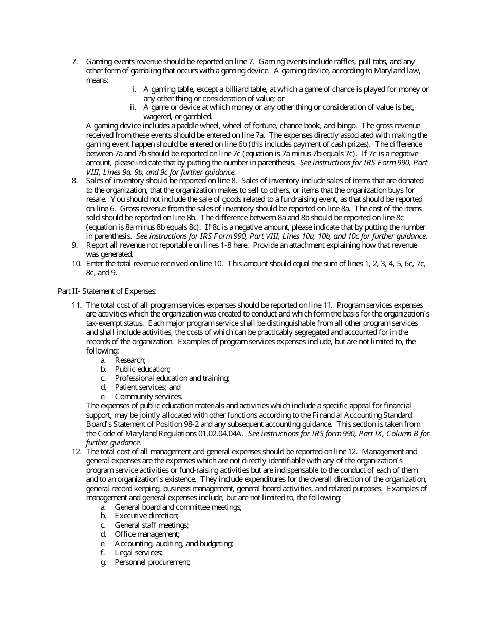 Form COF-85 Annual Financial Report for Charities - Maryland, Page 2