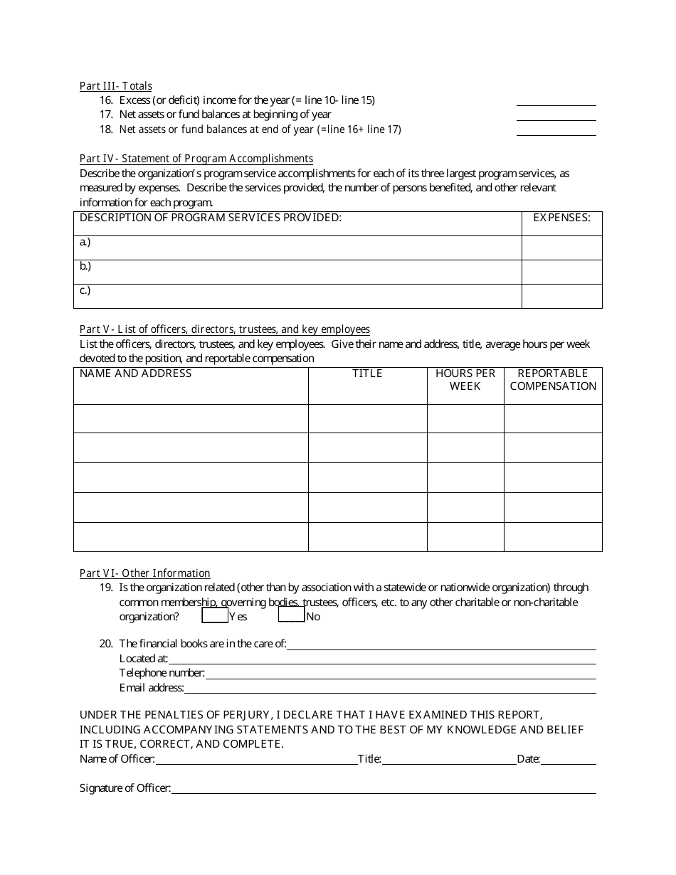 Form COF-85 Annual Financial Report for Charities - Maryland, Page 6