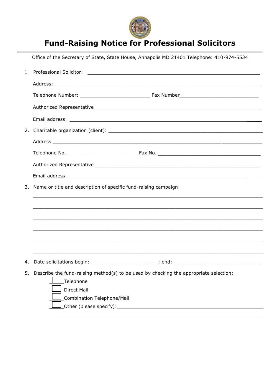 Fund-Raising Notice for Professional Solicitors - Maryland, Page 3