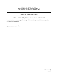 Application for the Registration of a Public Offering Statement for a Residential Condominium - Maryland, Page 15