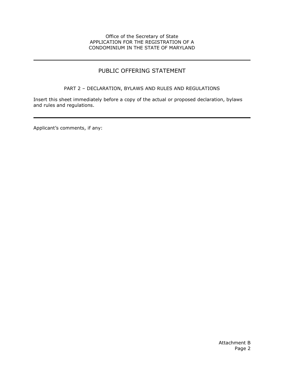 Application for the Registration of a Public Offering Statement for a Residential Condominium - Maryland, Page 15