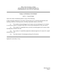 Application for the Registration of a Public Offering Statement for a Residential Condominium - Maryland, Page 19