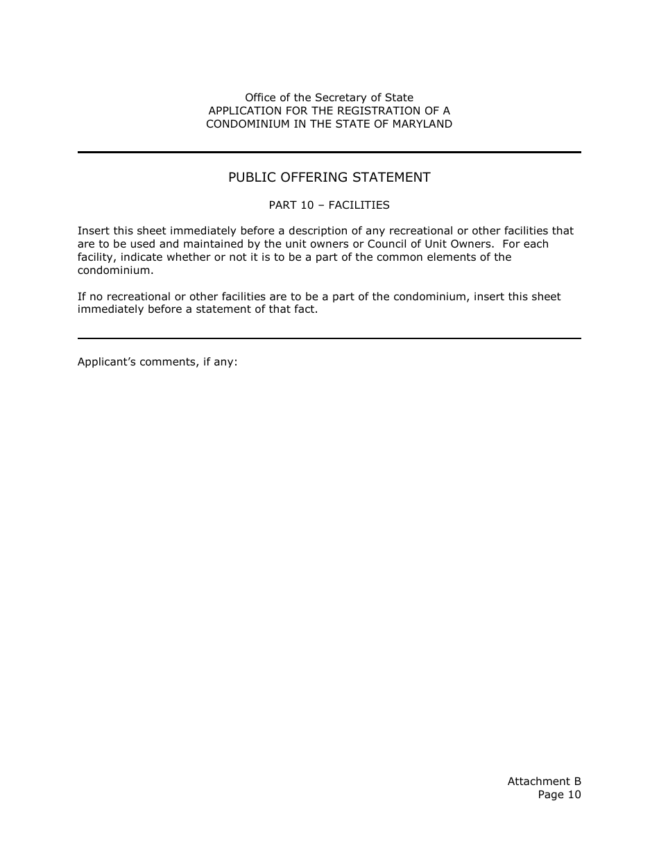 Application for the Registration of a Public Offering Statement for a Residential Condominium - Maryland, Page 23