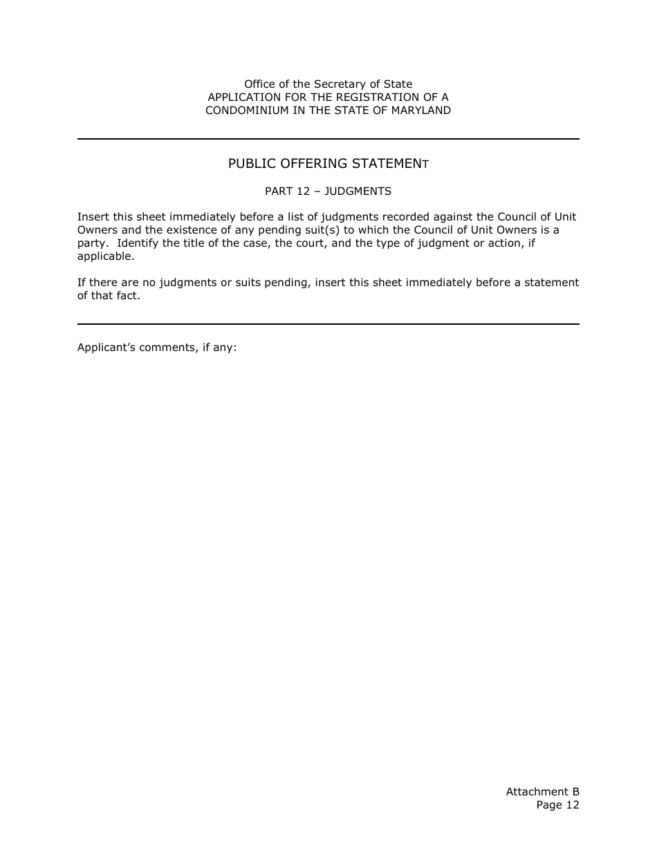 Application for the Registration of a Public Offering Statement for a Residential Condominium - Maryland, Page 25