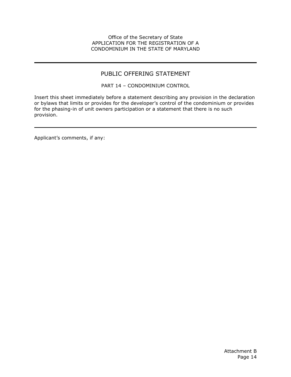 Application for the Registration of a Public Offering Statement for a Residential Condominium - Maryland, Page 27