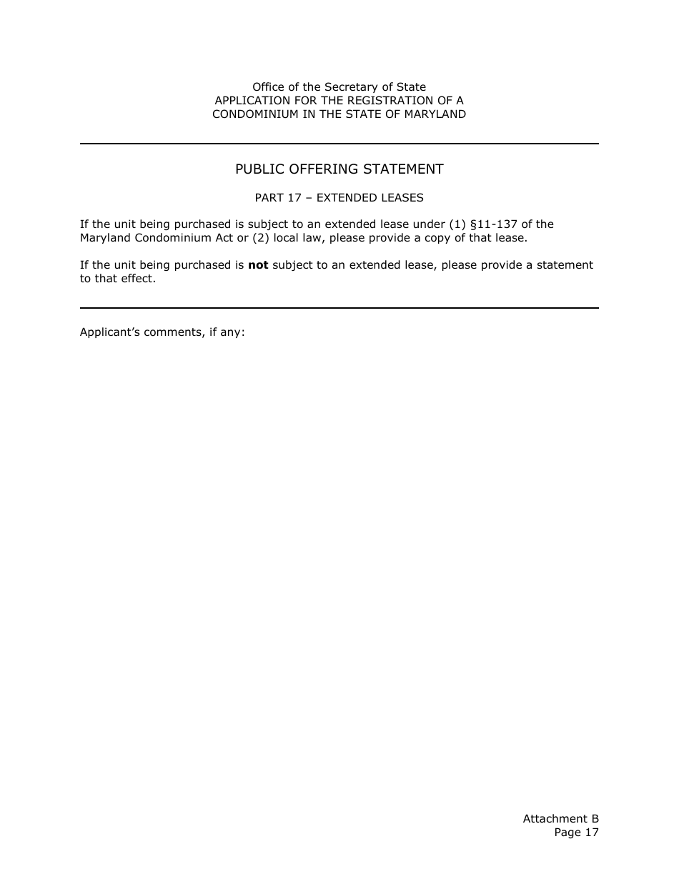 Application for the Registration of a Public Offering Statement for a Residential Condominium - Maryland, Page 30