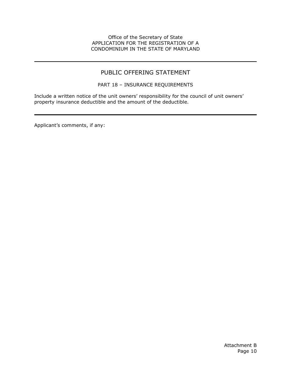 Application for the Registration of a Public Offering Statement for a Residential Condominium - Maryland, Page 31