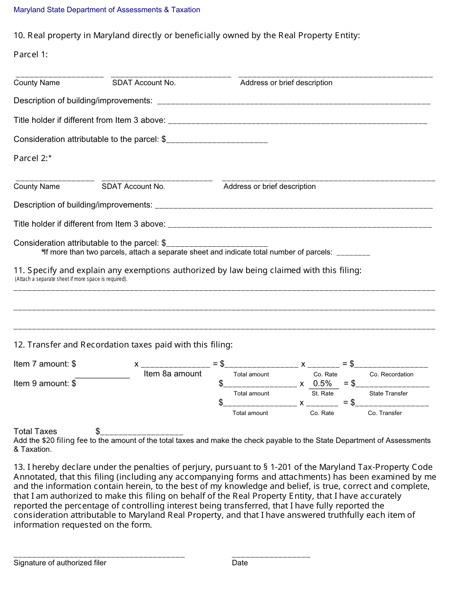 Report of Transfer of Controlling Interest - Maryland, Page 2