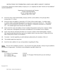 Articles of Cancellation for a Maryland Limited Liability Company - Maryland, Page 2