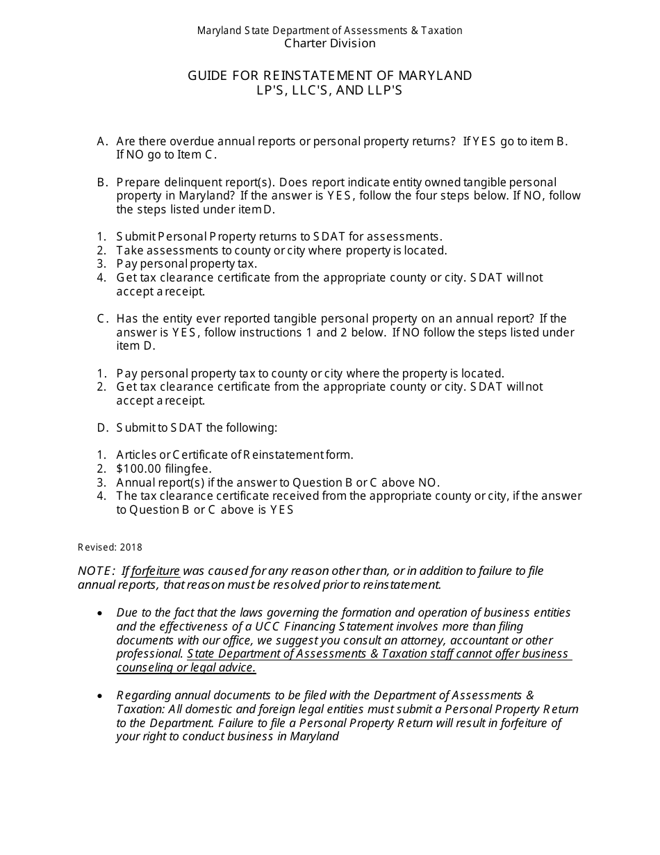 Articles or Certificate of Reinstatement - Maryland, Page 2