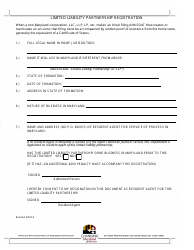 Document preview: Limited Liability Partnership Registration Form - Maryland