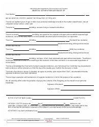 Marital Separation Affidavit Form - Maryland