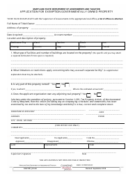 Form SDATRP_EX-6A Application for Exemption Governmentally Owned Property - Maryland
