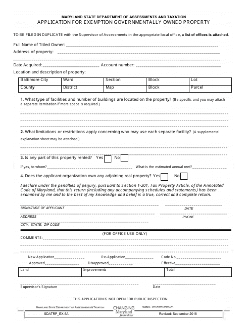 Form SDATRP_EX-6A Download Fillable PDF or Fill Online Application for ...