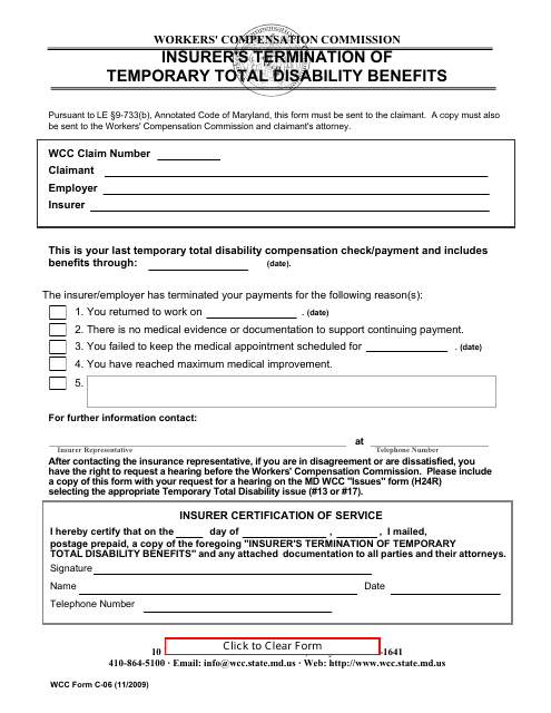 WCC Form C-06  Printable Pdf