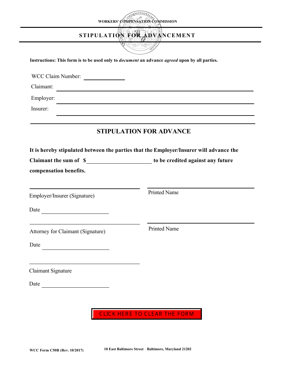 WCC Form C50R - Fill Out, Sign Online and Download Fillable PDF ...