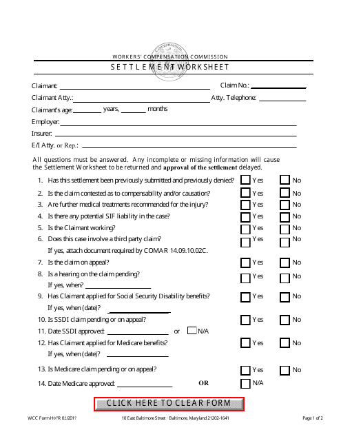 WCC Form H07R  Printable Pdf
