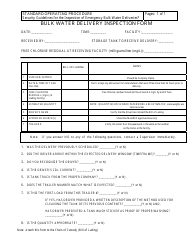 Document preview: Bulk Water Delivery Inspection Form - Massachusetts